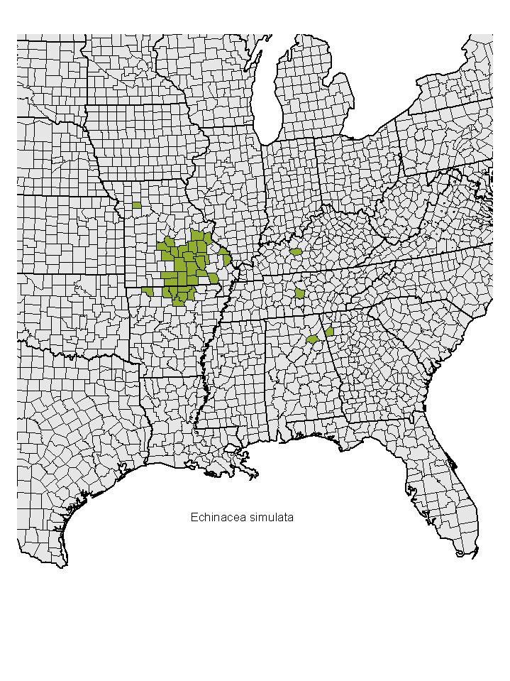 Distribution map for Echinacea simulata